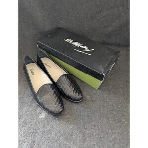 Trotters Womens Size 8.5 S Liz Black Basketweave Leather Slip on Loafer Shoes